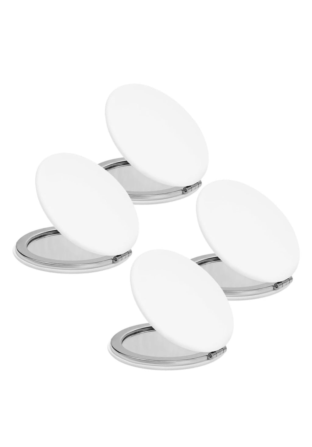 Compact Mirror for Purse - PU Leather Round Shell (White)