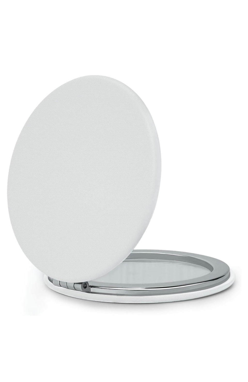 Compact Mirror for Purse - PU Leather Round Shell (White)