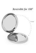 Compact Mirror for Purse - PU Leather Round Shell (White)