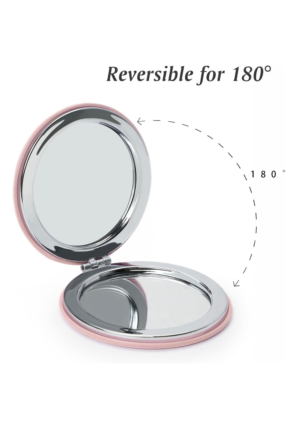 Compact Mirror for Purse - PU Leather Round Shell (Pink)
